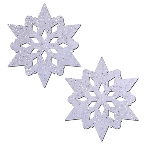 Pastease White Glitter Snowflake Nipple Pasties