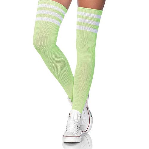 Athletic Thigh High 3 Stripe OS Neon Green w/White