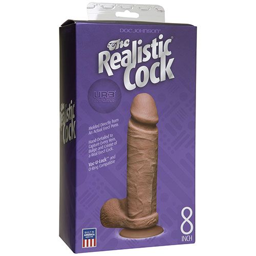 Realistic Cock 8 In In UR3 Dong Brown with Balls