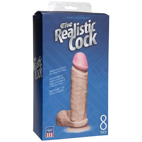 Realistic Cock 8 In In  Dong White with Balls