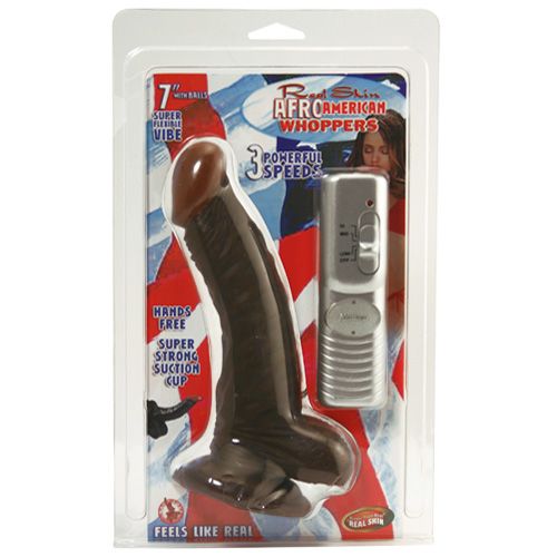 Afro American Whoppers 7 In Brown Vibrating with Balls