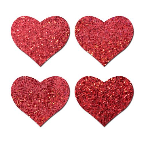 Pastease Petites Small Red Glitter Hearts (2 pair)