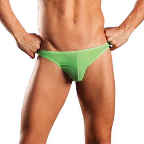 Men Ins Thong w/Clips OS Neon Lime