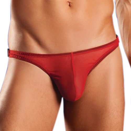 Men Ins Thong w/Clips OS Red